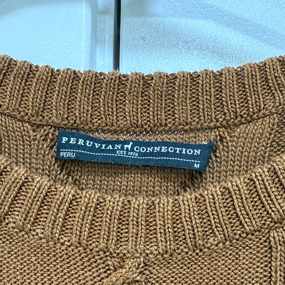 Peruvian Connection Brown Cable Knit Sweater - image 3